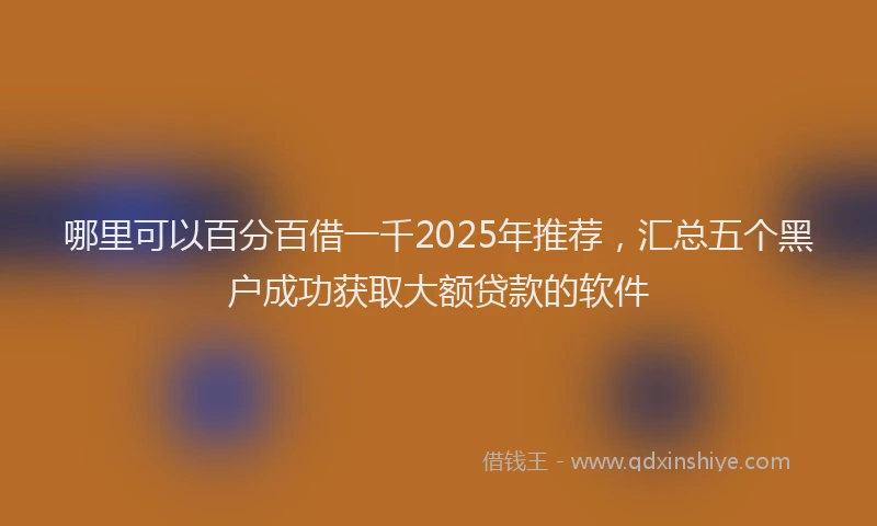 哪里可以百分百借一千2025年推荐，汇总五个黑户成功获取大额贷款的软件