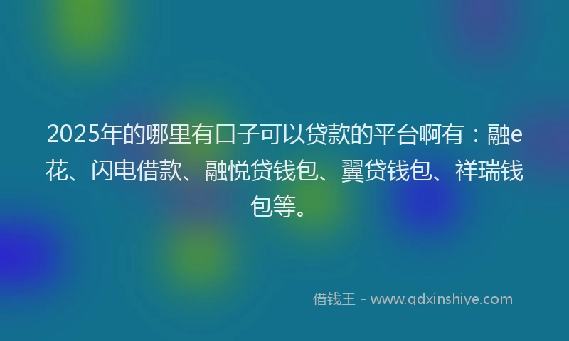 2025年的哪里有口子可以贷款的平台啊有：融e花、闪电借款、融悦贷钱包、翼贷钱包、祥瑞钱包等。
