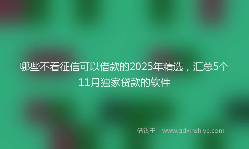 哪些不看征信可以借款的2025年精选，汇总5个11月独家贷款的软件