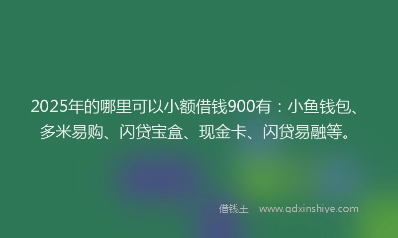 2025年的哪里可以小额借钱900有：小鱼钱包、多米易购、闪贷宝盒、现金卡、闪贷易融等。