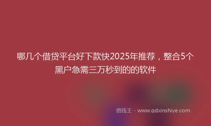 哪几个借贷平台好下款快2025年推荐，整合5个黑户急需三万秒到的的软件