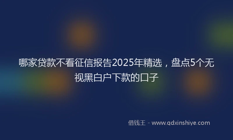 哪家贷款不看征信报告2025年精选，盘点5个无视黑白户下款的口子