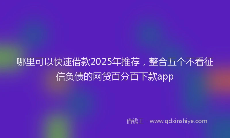 哪里可以快速借款2025年推荐，整合五个不看征信负债的网贷百分百下款app