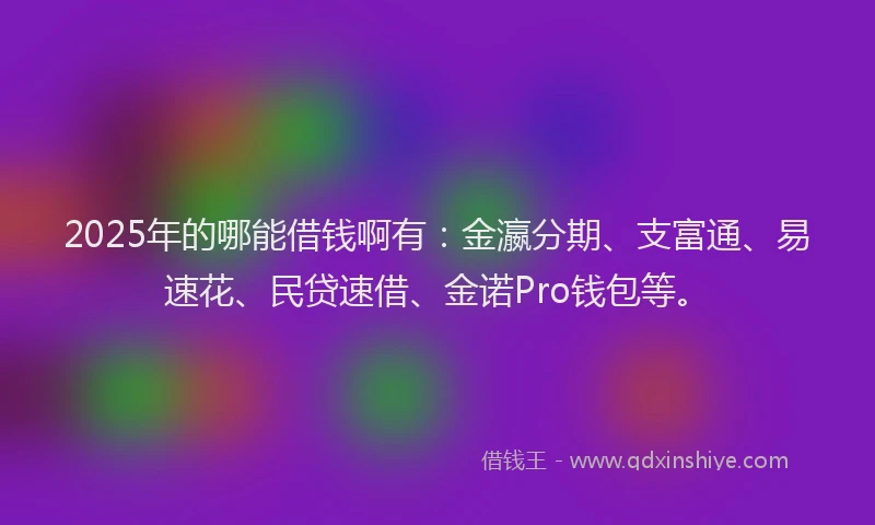 2025年的哪能借钱啊有：金瀛分期、支富通、易速花、民贷速借、金诺Pro钱包等。