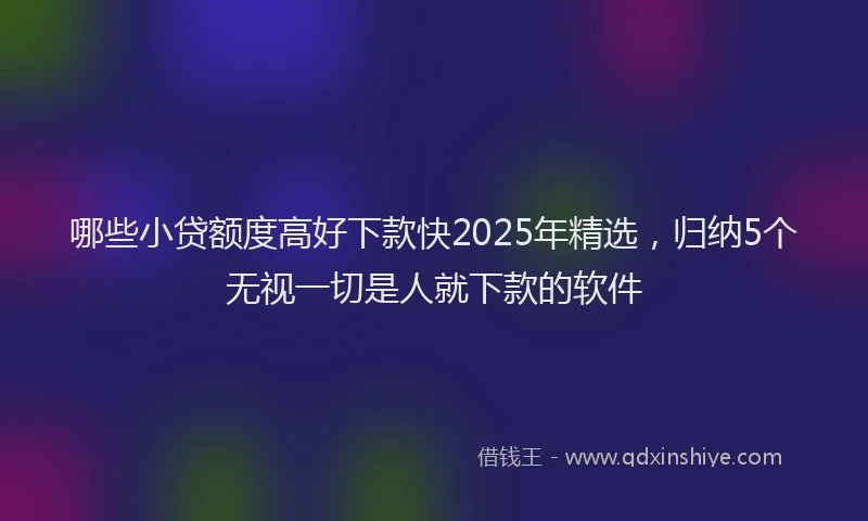 哪些小贷额度高好下款快2025年精选，归纳5个无视一切是人就下款的软件