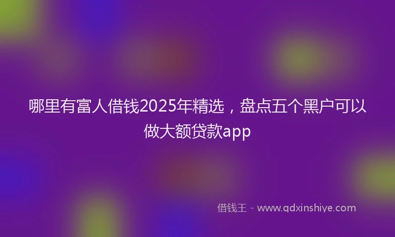 哪里有富人借钱2025年精选，盘点五个黑户可以做大额贷款app
