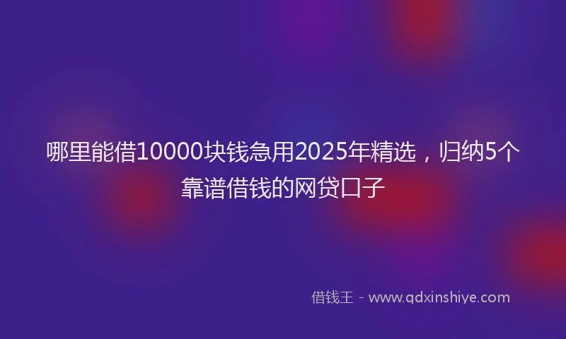哪里能借10000块钱急用2025年精选，归纳5个靠谱借钱的网贷口子