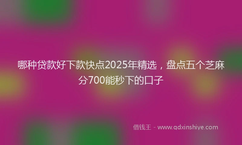 哪种贷款好下款快点2025年精选，盘点五个芝麻分700能秒下的口子