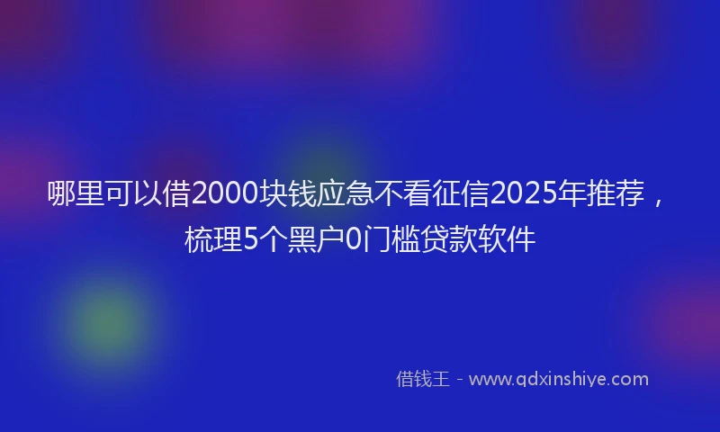 哪里可以借2000块钱应急不看征信2025年推荐，梳理5个黑户0门槛贷款软件