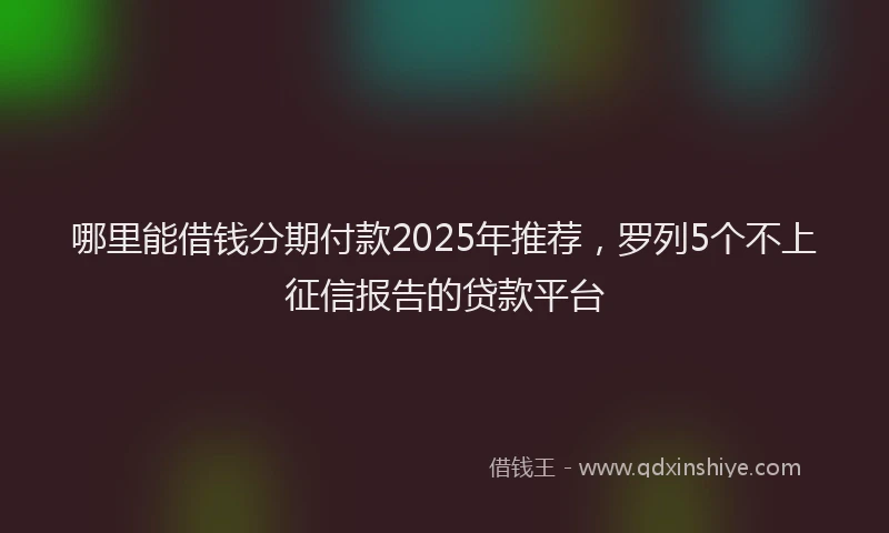 哪里能借钱分期付款2025年推荐，罗列5个不上征信报告的贷款平台