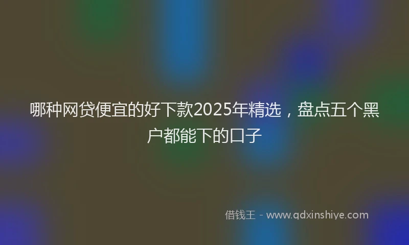 哪种网贷便宜的好下款2025年精选，盘点五个黑户都能下的口子
