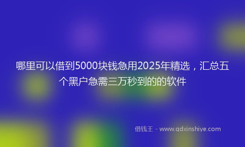 哪里可以借到5000块钱急用2025年精选，汇总五个黑户急需三万秒到的的软件