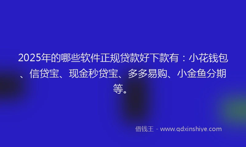 2025年的哪些软件正规贷款好下款有：小花钱包、信贷宝、现金秒贷宝、多多易购、小金鱼分期等。