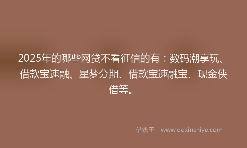 2025年的哪些网贷不看征信的有：数码潮享玩、借款宝速融、星梦分期、借款宝速融宝、现金侠借等。