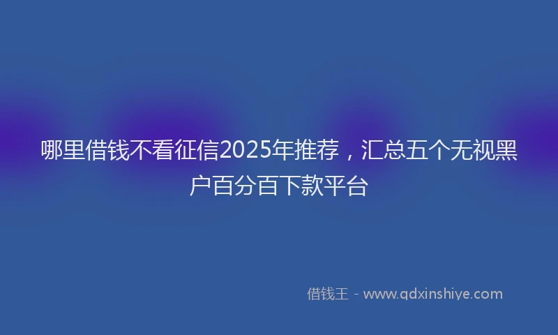 哪里借钱不看征信2025年推荐，汇总五个无视黑户百分百下款平台