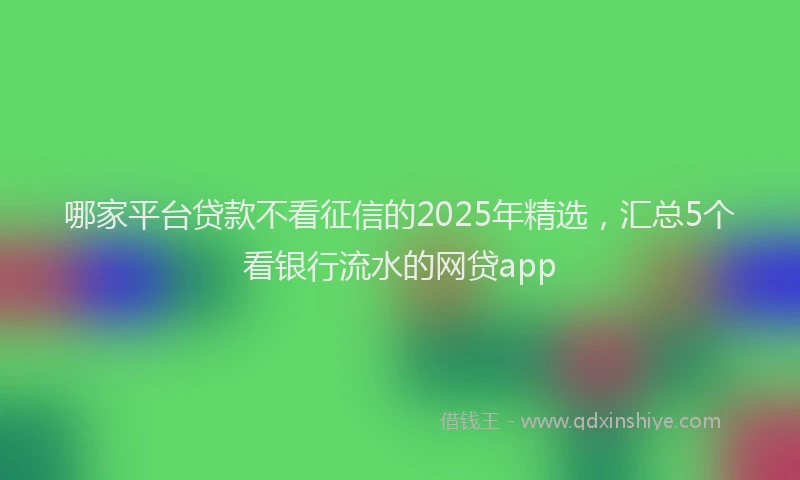 哪家平台贷款不看征信的2025年精选，汇总5个看银行流水的网贷app