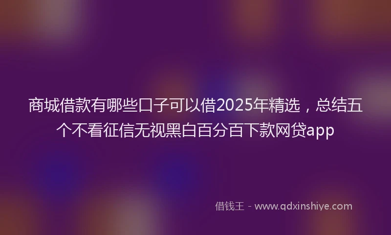 商城借款有哪些口子可以借2025年精选，总结五个不看征信无视黑白百分百下款网贷app