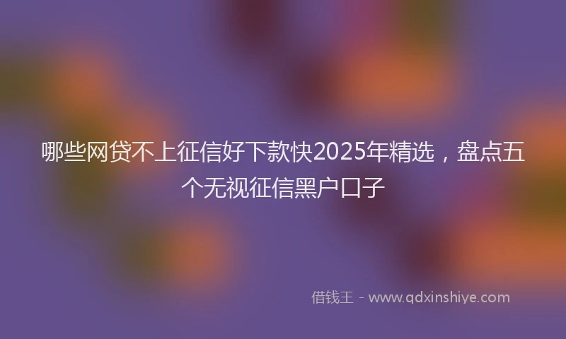 哪些网贷不上征信好下款快2025年精选,盘点五个无视征信黑户口子
