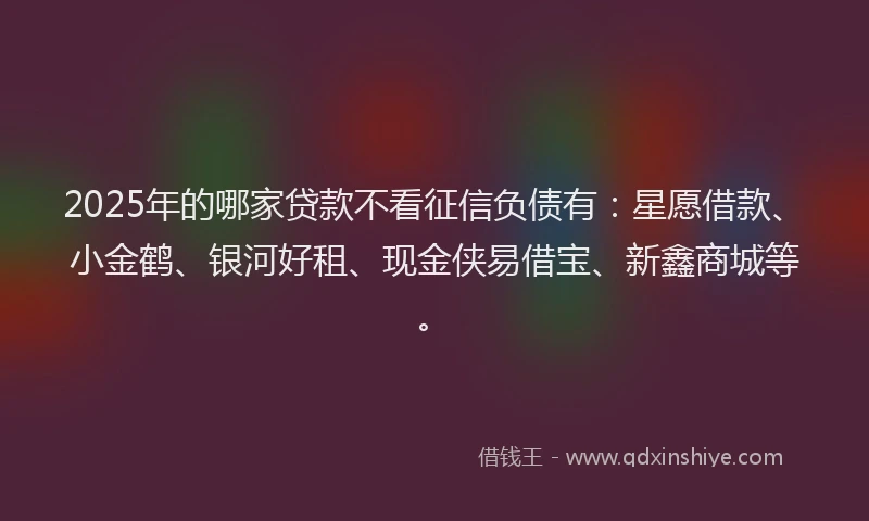 2025年的哪家贷款不看征信负债有：星愿借款、小金鹤、银河好租、现金侠易借宝、新鑫商城等。