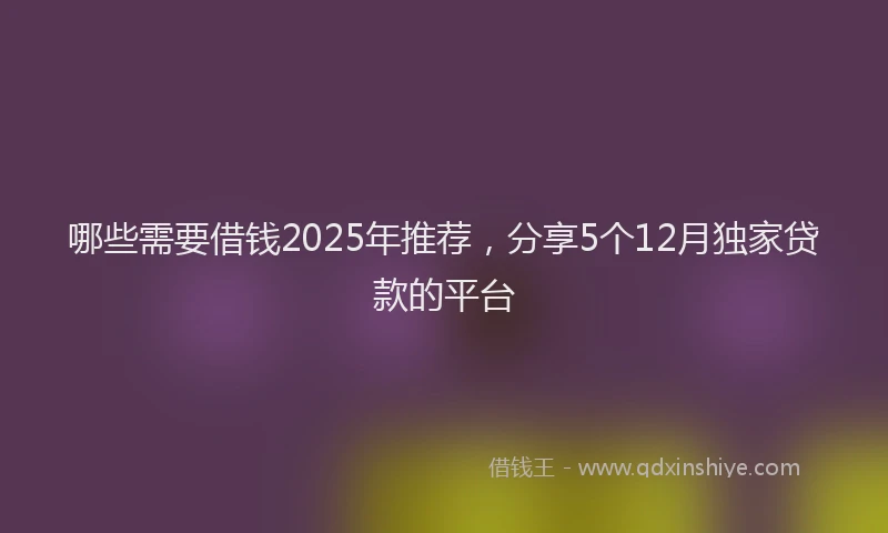 哪些需要借钱2025年推荐，分享5个12月独家贷款的平台
