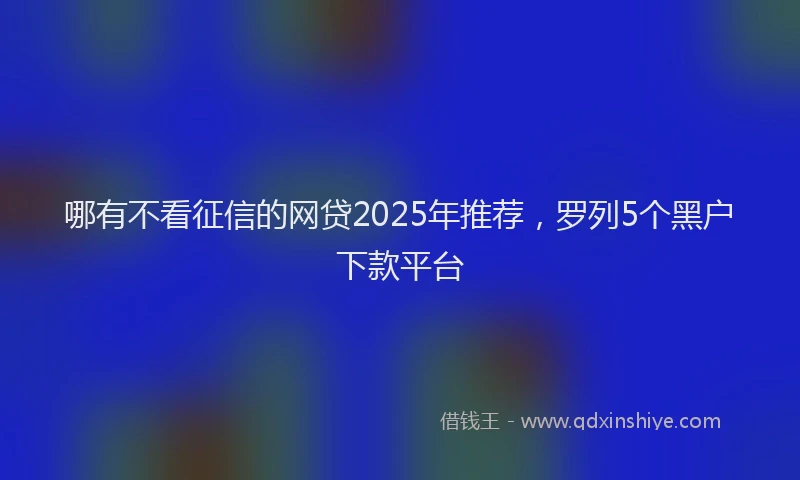哪有不看征信的网贷2025年推荐，罗列5个黑户下款平台