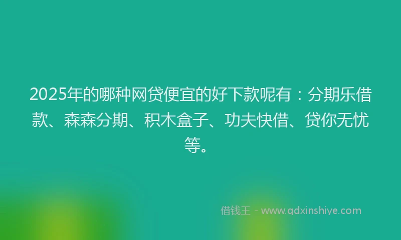 2025年的哪种网贷便宜的好下款呢有：分期乐借款、森森分期、积木盒子、功夫快借、贷你无忧等。