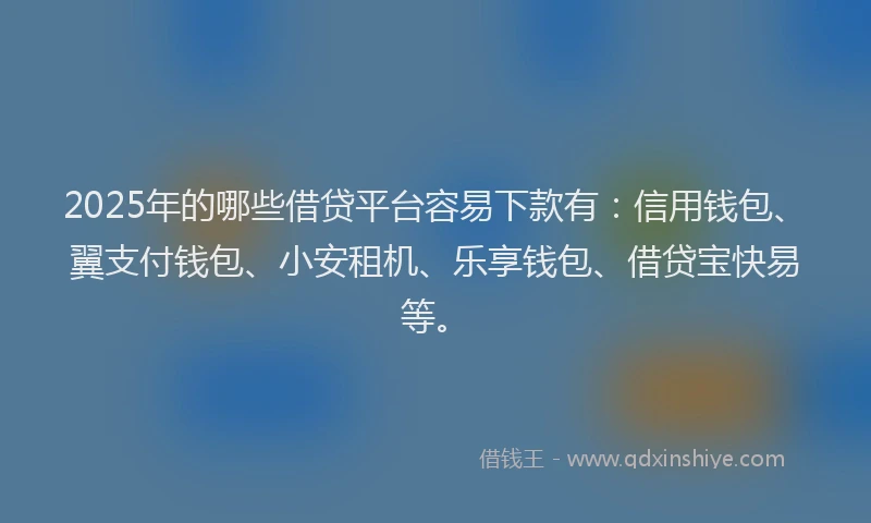 2025年的哪些借贷平台容易下款有：信用钱包、翼支付钱包、小安租机、乐享钱包、借贷宝快易等。