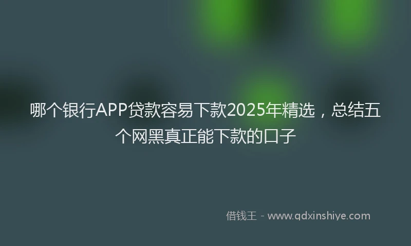 哪个银行APP贷款容易下款2025年精选，总结五个网黑真正能下款的口子