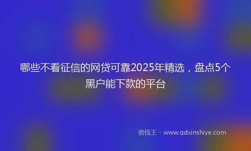 哪些不看征信的网贷可靠2025年精选，盘点5个黑户能下款的平台