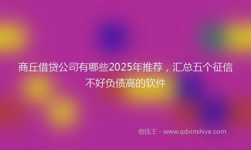 商丘借贷公司有哪些2025年推荐，汇总五个征信不好负债高的软件