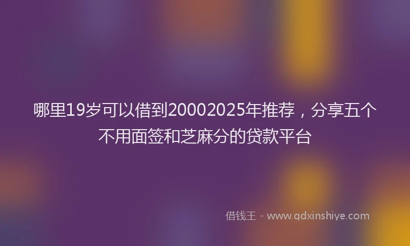 哪里19岁可以借到20002025年推荐，分享五个不用面签和芝麻分的贷款平台