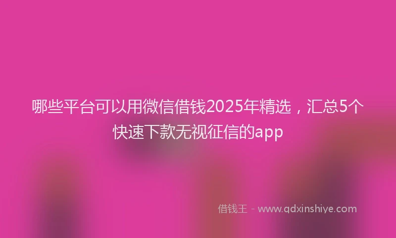 哪些平台可以用微信借钱2025年精选，汇总5个快速下款无视征信的app