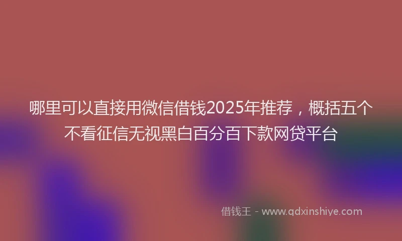 哪里可以直接用微信借钱2025年推荐，概括五个不看征信无视黑白百分百下款网贷平台
