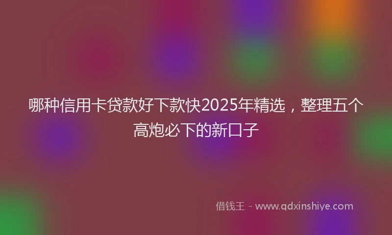 哪种信用卡贷款好下款快2025年精选，整理五个高炮必下的新口子
