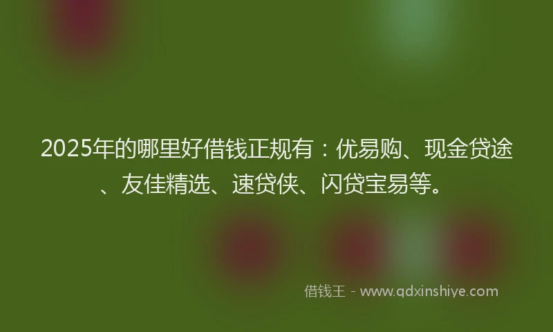2025年的哪里好借钱正规有：优易购、现金贷途、友佳精选、速贷侠、闪贷宝易等。