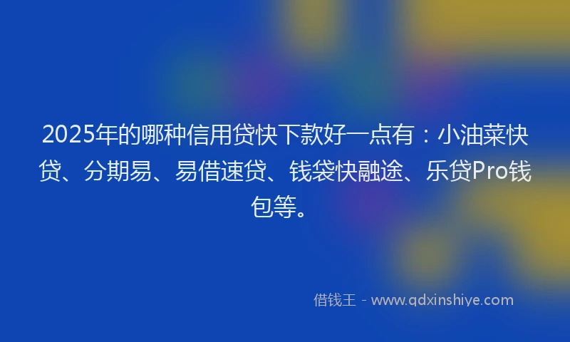 2025年的哪种信用贷快下款好一点有：小油菜快贷、分期易、易借速贷、钱袋快融途、乐贷Pro钱包等。