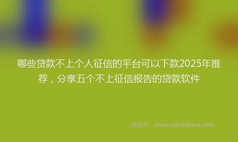 哪些贷款不上个人征信的平台可以下款2025年推荐，分享五个不上征信报告的贷款软件
