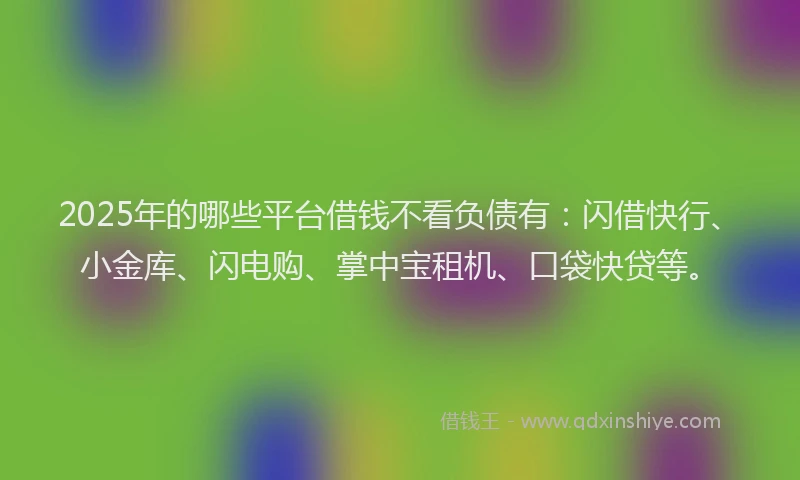 2025年的哪些平台借钱不看负债有:闪借快行、小金库、闪电购、掌中宝租机、口袋快贷等。