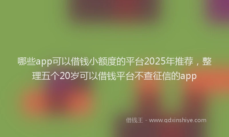 哪些app可以借钱小额度的平台2025年推荐，整理五个20岁可以借钱平台不查征信的app