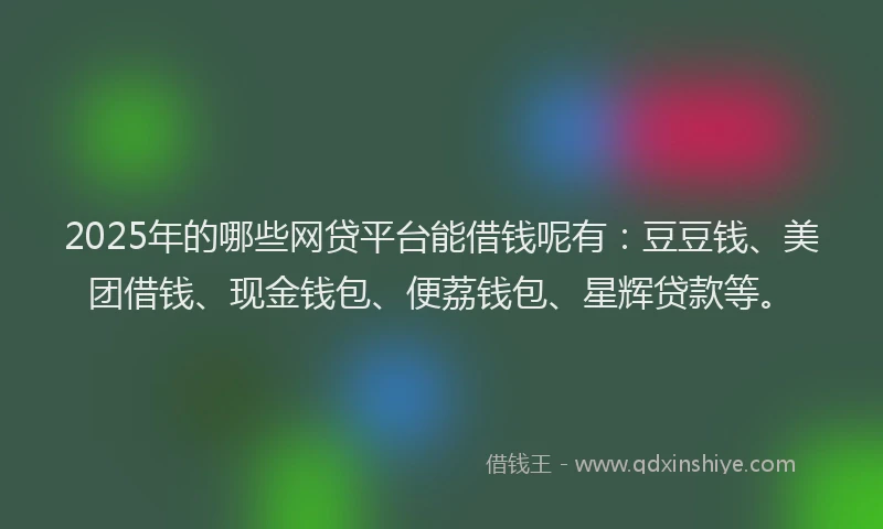 2025年的哪些网贷平台能借钱呢有：豆豆钱、美团借钱、现金钱包、便荔钱包、星辉贷款等。