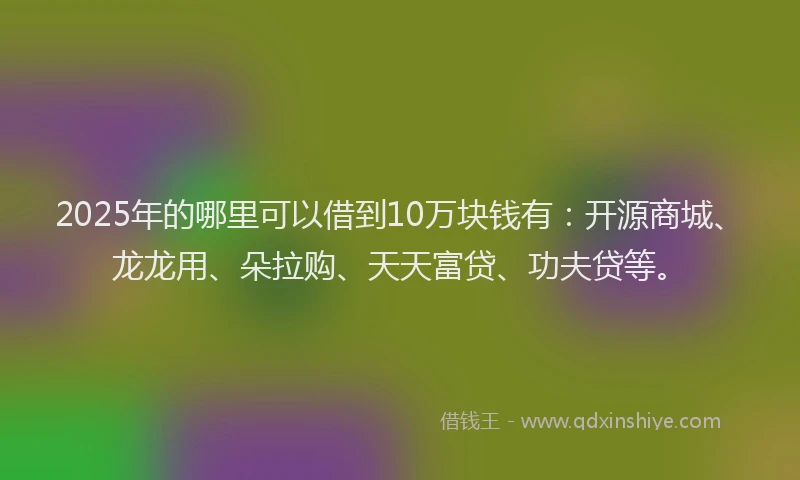 2025年的哪里可以借到10万块钱有：开源商城、龙龙用、朵拉购、天天富贷、功夫贷等。