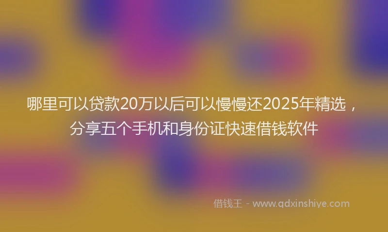 哪里可以贷款20万以后可以慢慢还2025年精选，分享五个手机和身份证快速借钱软件