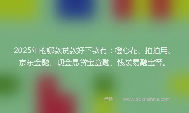 2025年的哪款贷款好下款有：橙心花、拍拍用、京东金融、现金易贷宝盒融、钱袋易融宝等。