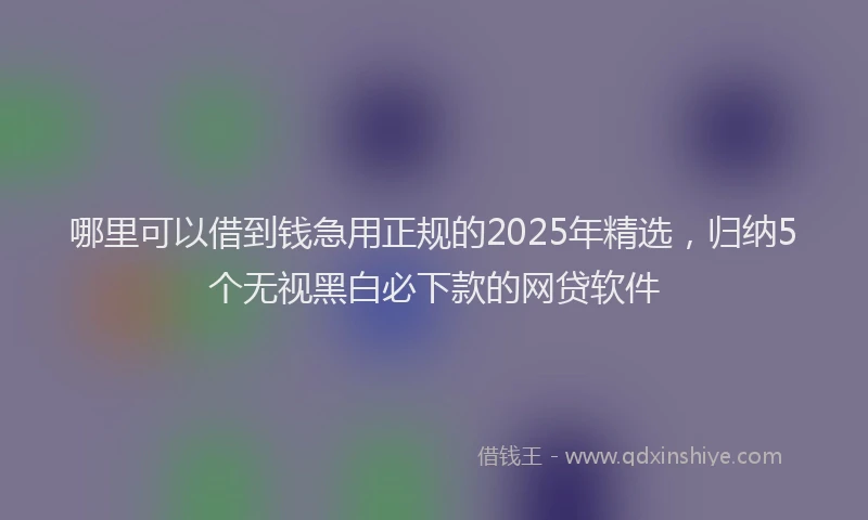 哪里可以借到钱急用正规的2025年精选，归纳5个无视黑白必下款的网贷软件