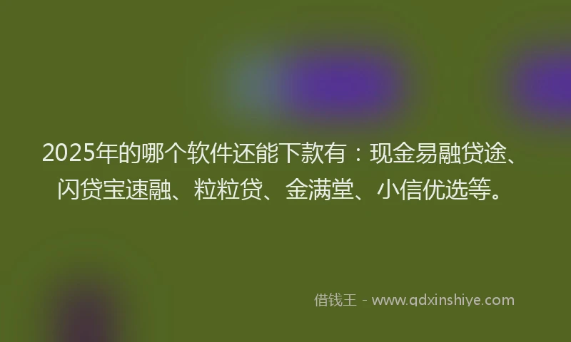 2025年的哪个软件还能下款有：现金易融贷途、闪贷宝速融、粒粒贷、金满堂、小信优选等。