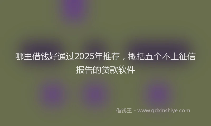 哪里借钱好通过2025年推荐，概括五个不上征信报告的贷款软件