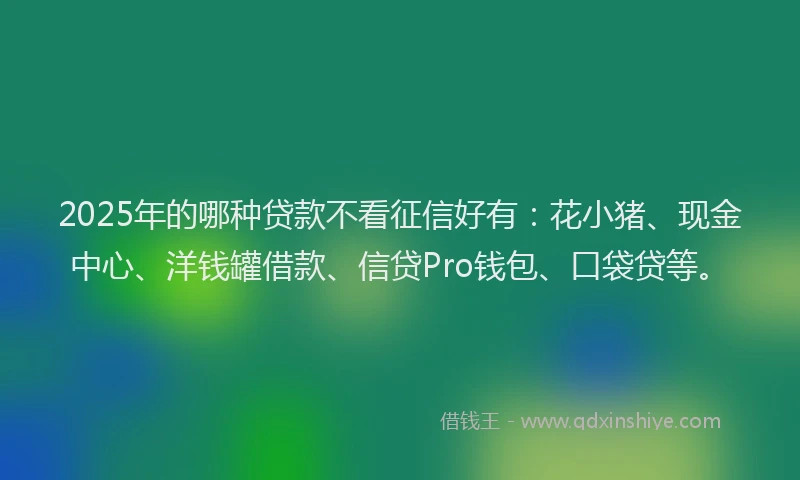 2025年的哪种贷款不看征信好有：花小猪、现金中心、洋钱罐借款、信贷Pro钱包、口袋贷等。