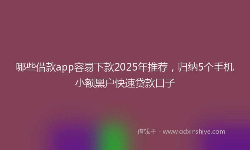 哪些借款app容易下款2025年推荐，归纳5个手机小额黑户快速贷款口子