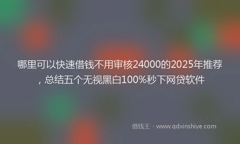 哪里可以快速借钱不用审核24000的2025年推荐，总结五个无视黑白100%秒下网贷软件