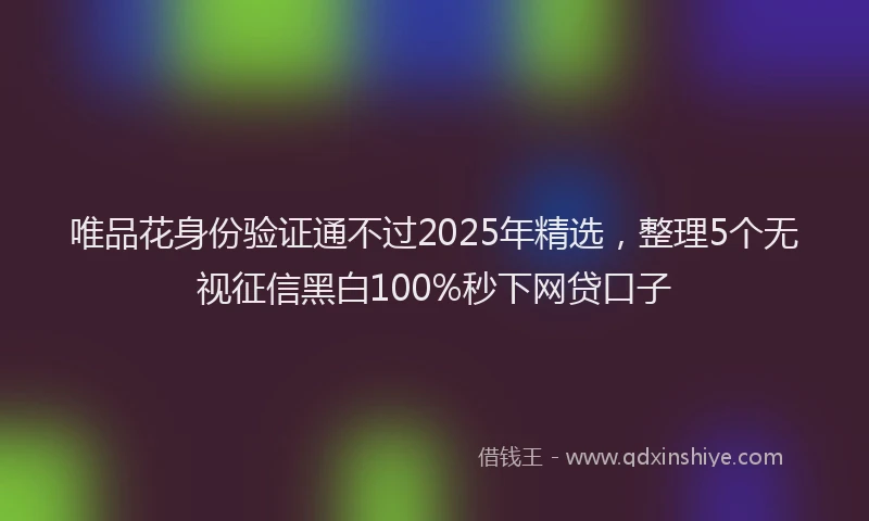 唯品花身份验证通不过2025年精选，整理5个无视征信黑白100%秒下网贷口子